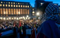 مظاهرة داعمة لفلسطين في حرم جامعة كولومبيا في نيويورك