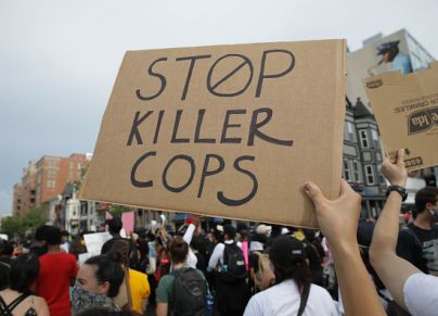 stop killer cops sign in the us protests 