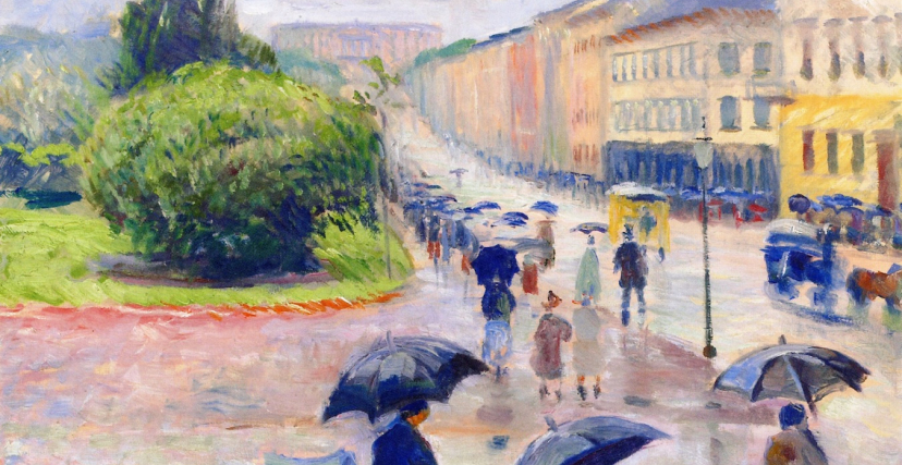 لوحة "كارل يوهان تحت المطر" للرسام النرويجي إدفارت مونك