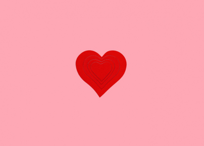 red heart shape on a pink background