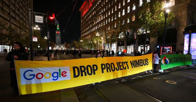 مظاهرة سابقة تُطالب جوجل بالانسحاب من مشروع نيمبوس